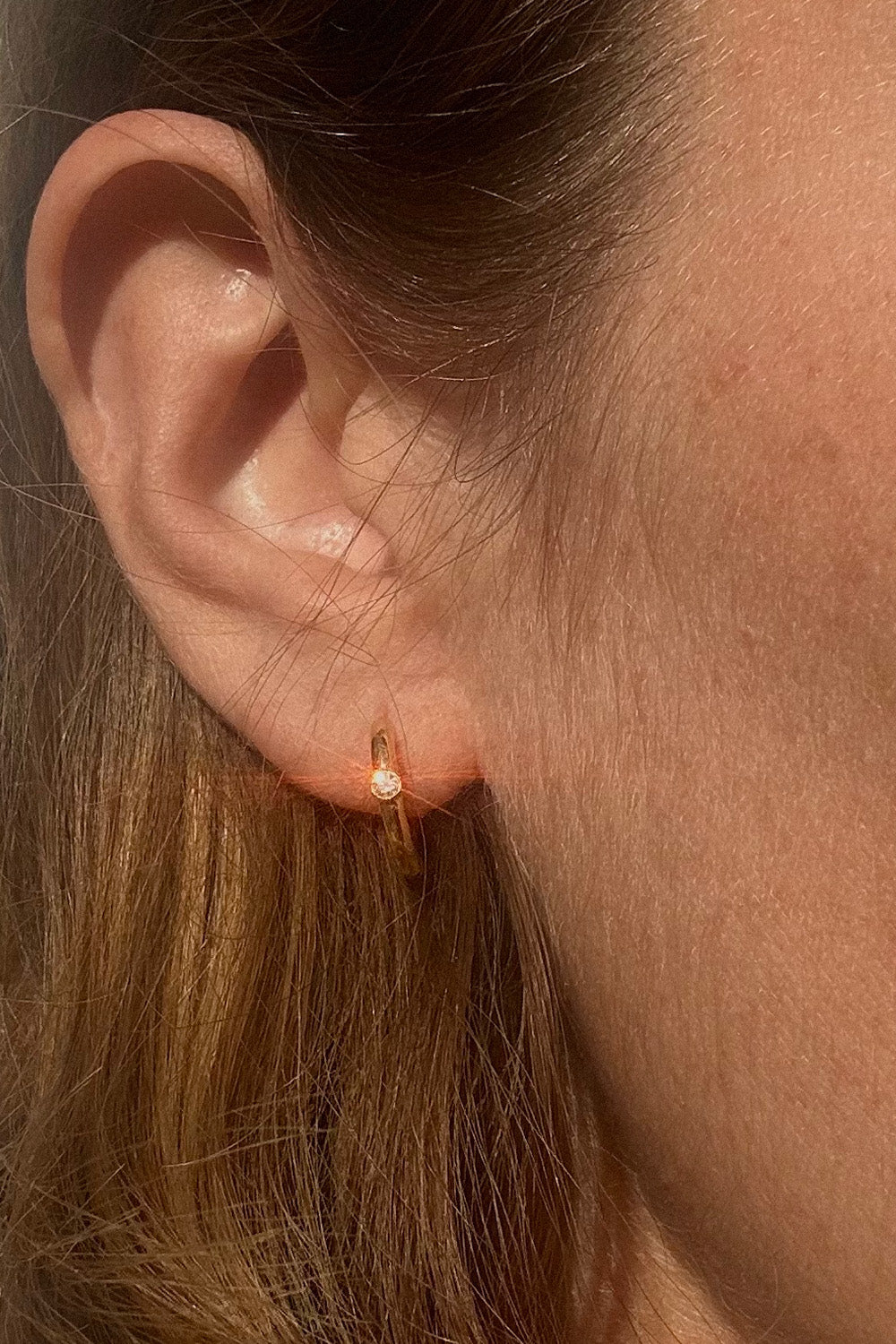 The "Mini Bling Diamond Hoop" 18k Fine Gold earrings with diamonds