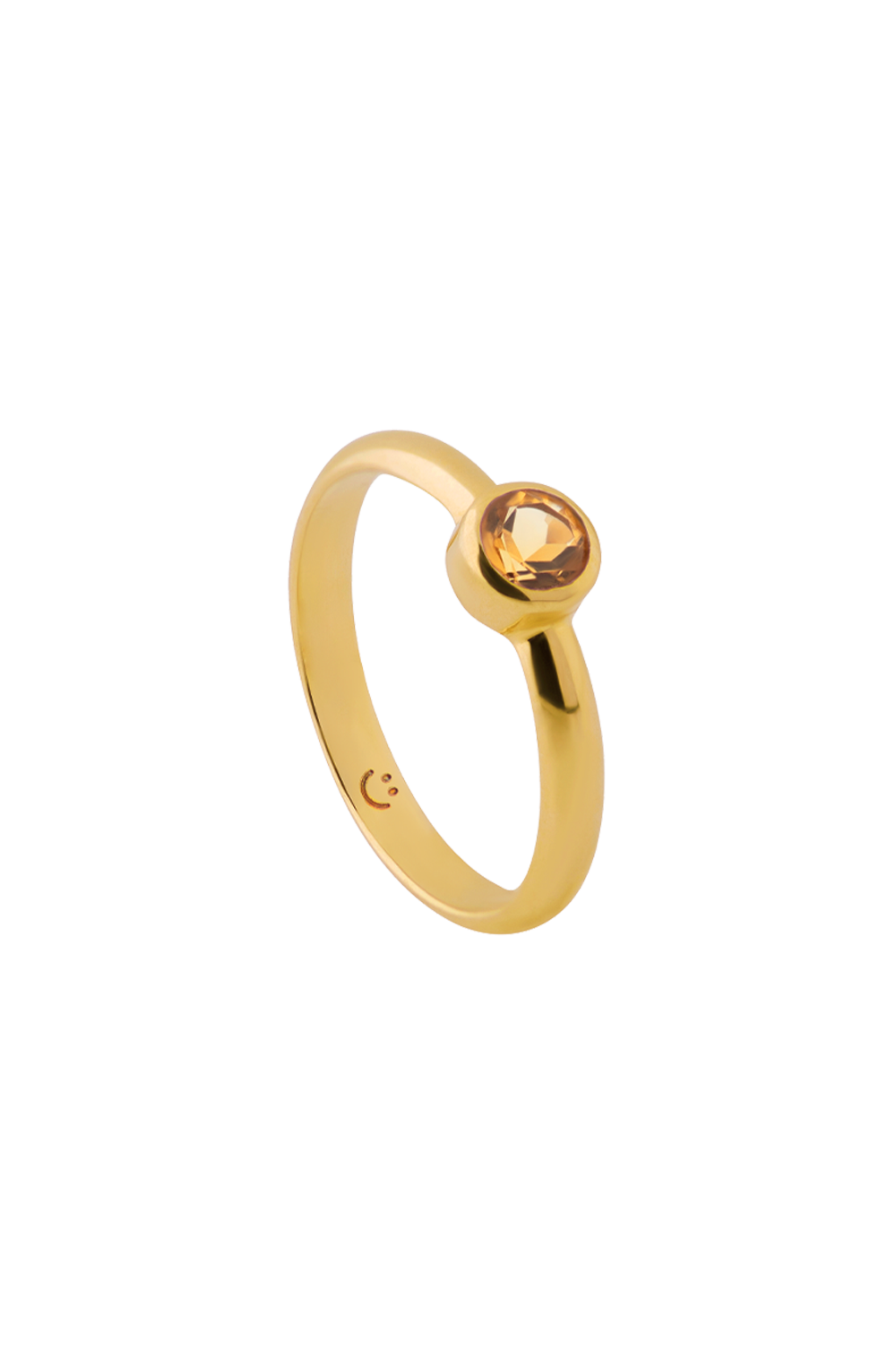 The "Big Smiley Insider" ring 18K Solid Gold with citrine stone