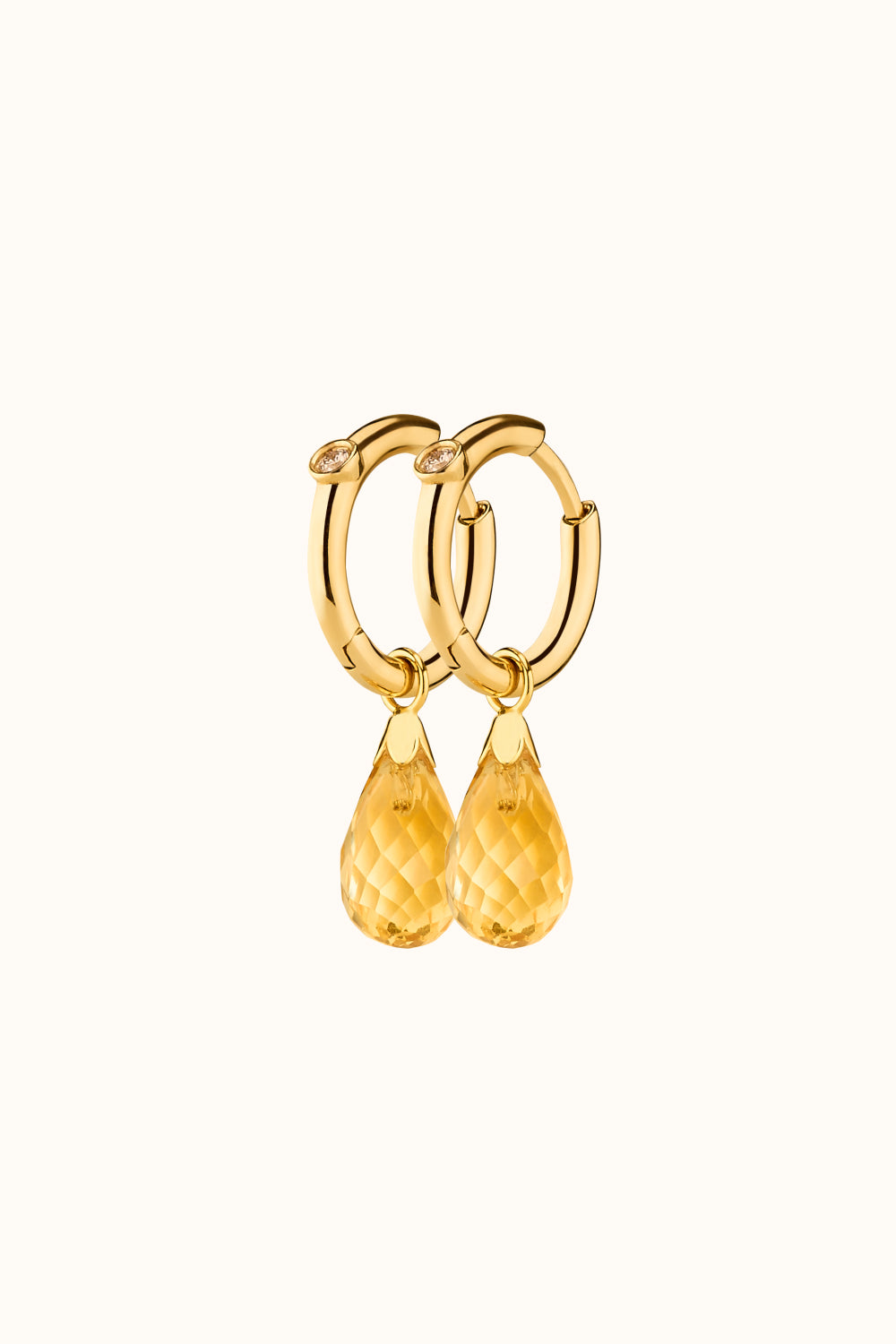 The Honey Drops Hoop Charm (Single) – Citrin  18k Gold