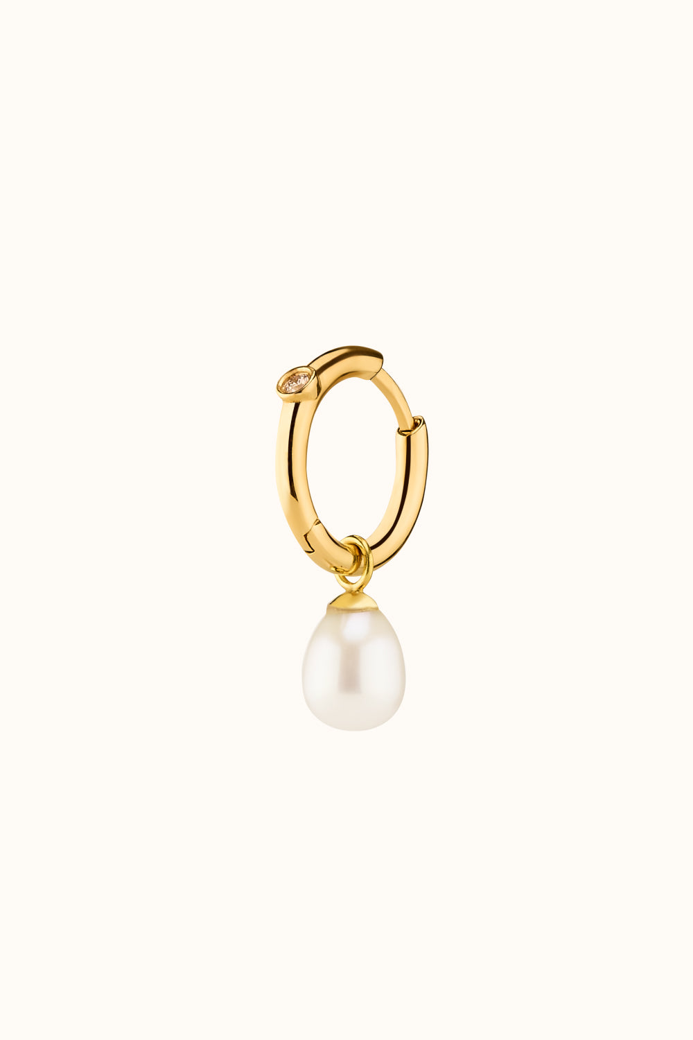 The Pearl Drops Hoop Charm (Single) ·Pearl & 18k Gold