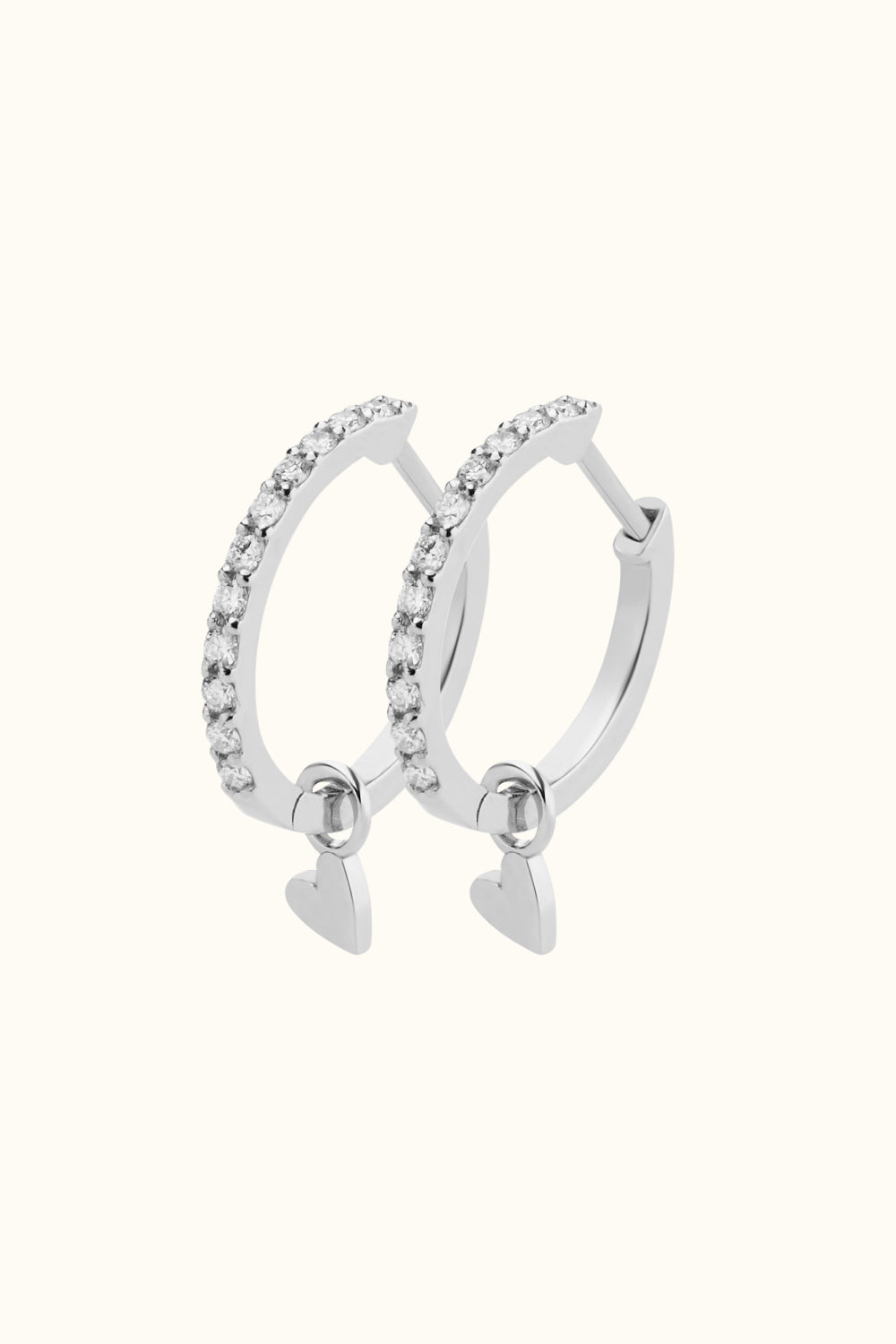 The Little Heart Hoop Charm White Gold (Single) – 18k